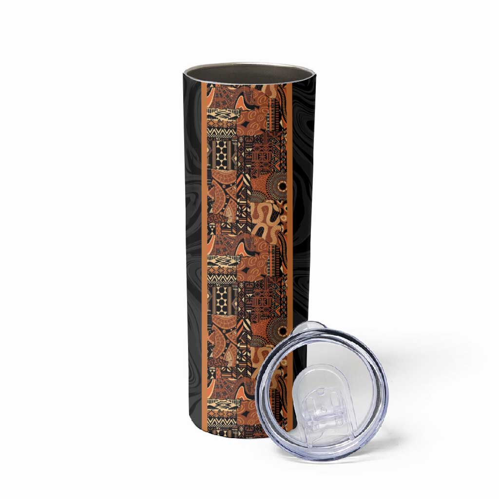African Tribal Heritage Skinny Tumbler Earth Tone Pattern