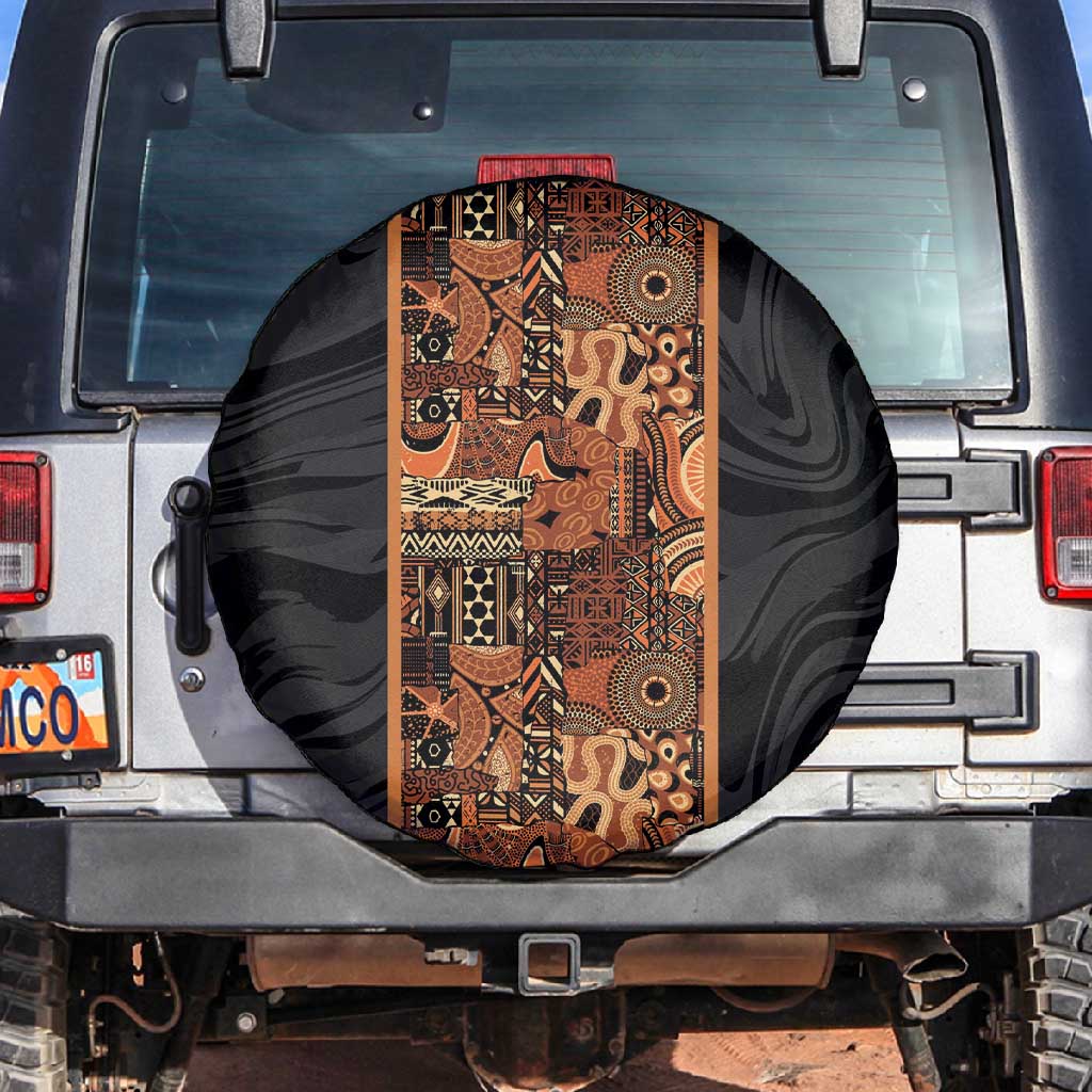 African Tribal Heritage Spare Tire Cover Earth Tone Pattern