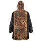 African Tribal Heritage Wearable Blanket Hoodie Earth Tone Pattern