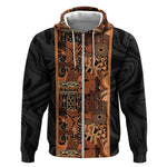 African Tribal Heritage Zip Hoodie Earth Tone Pattern
