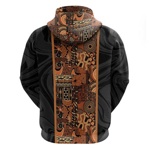 African Tribal Heritage Zip Hoodie Earth Tone Pattern