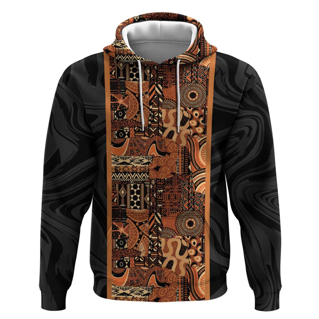 African Tribal Heritage Zip Hoodie Earth Tone Pattern