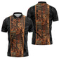 African Tribal Heritage Zipper Polo Shirt Earth Tone Pattern