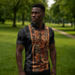 African Tribal Heritage Zipper Polo Shirt Earth Tone Pattern