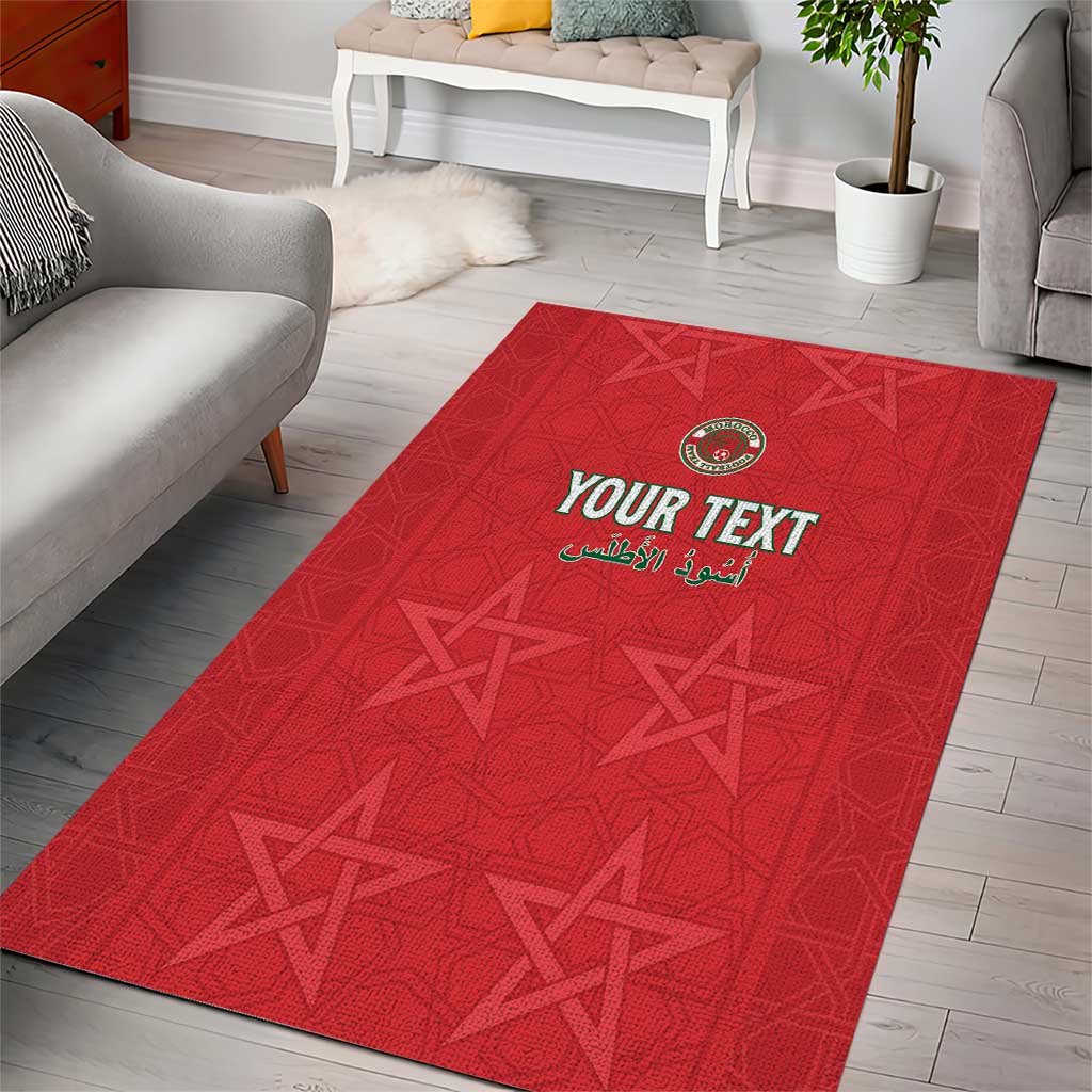 Custom Morocco Football Area Rug Allez les Lions de lAtlas