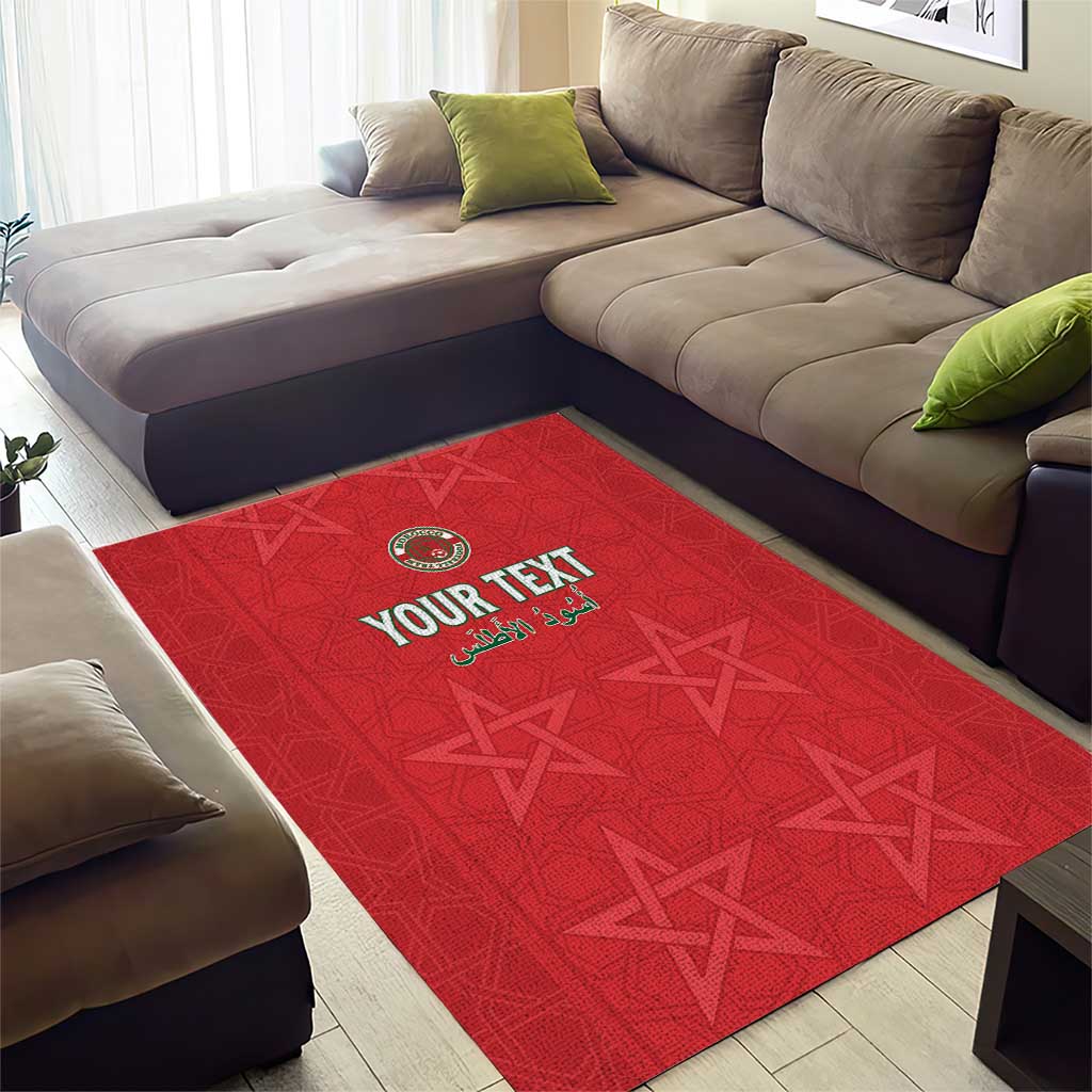 Custom Morocco Football Area Rug Allez les Lions de lAtlas
