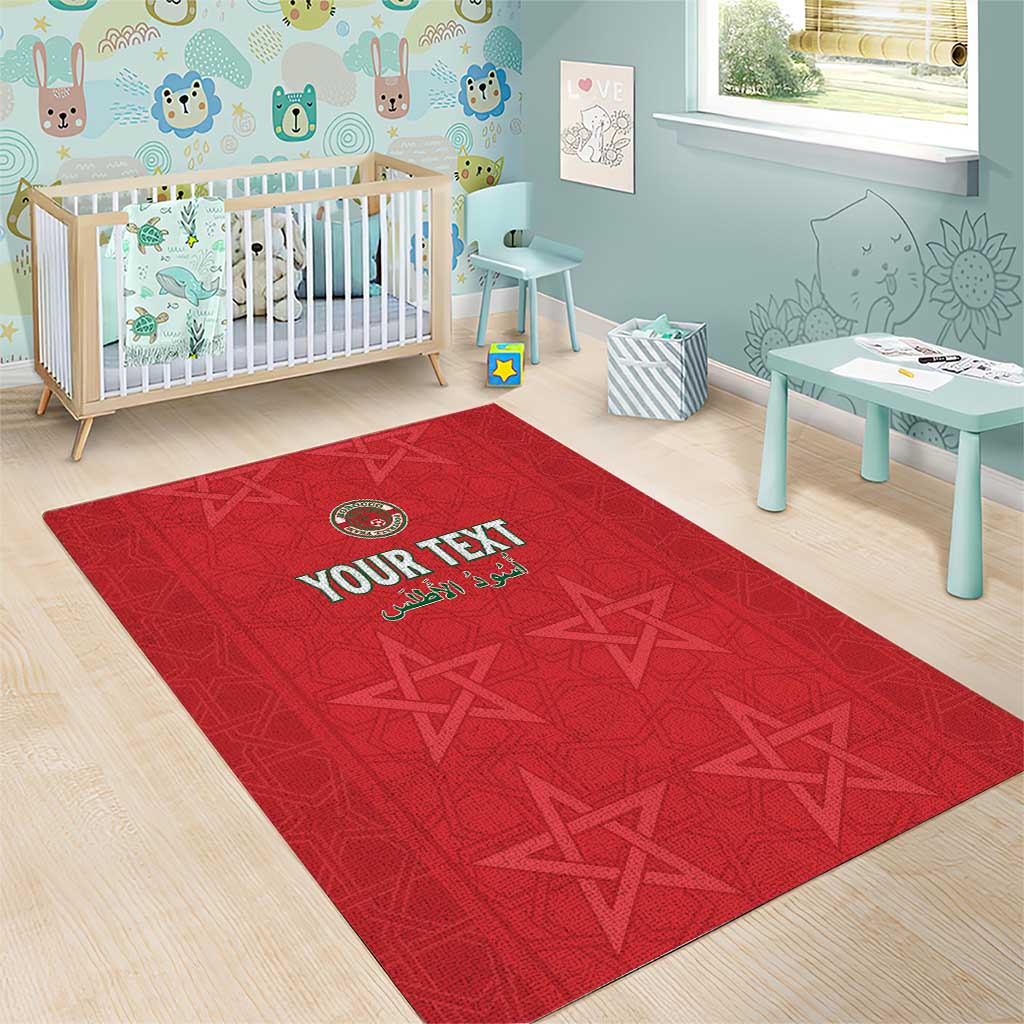Custom Morocco Football Area Rug Allez les Lions de lAtlas
