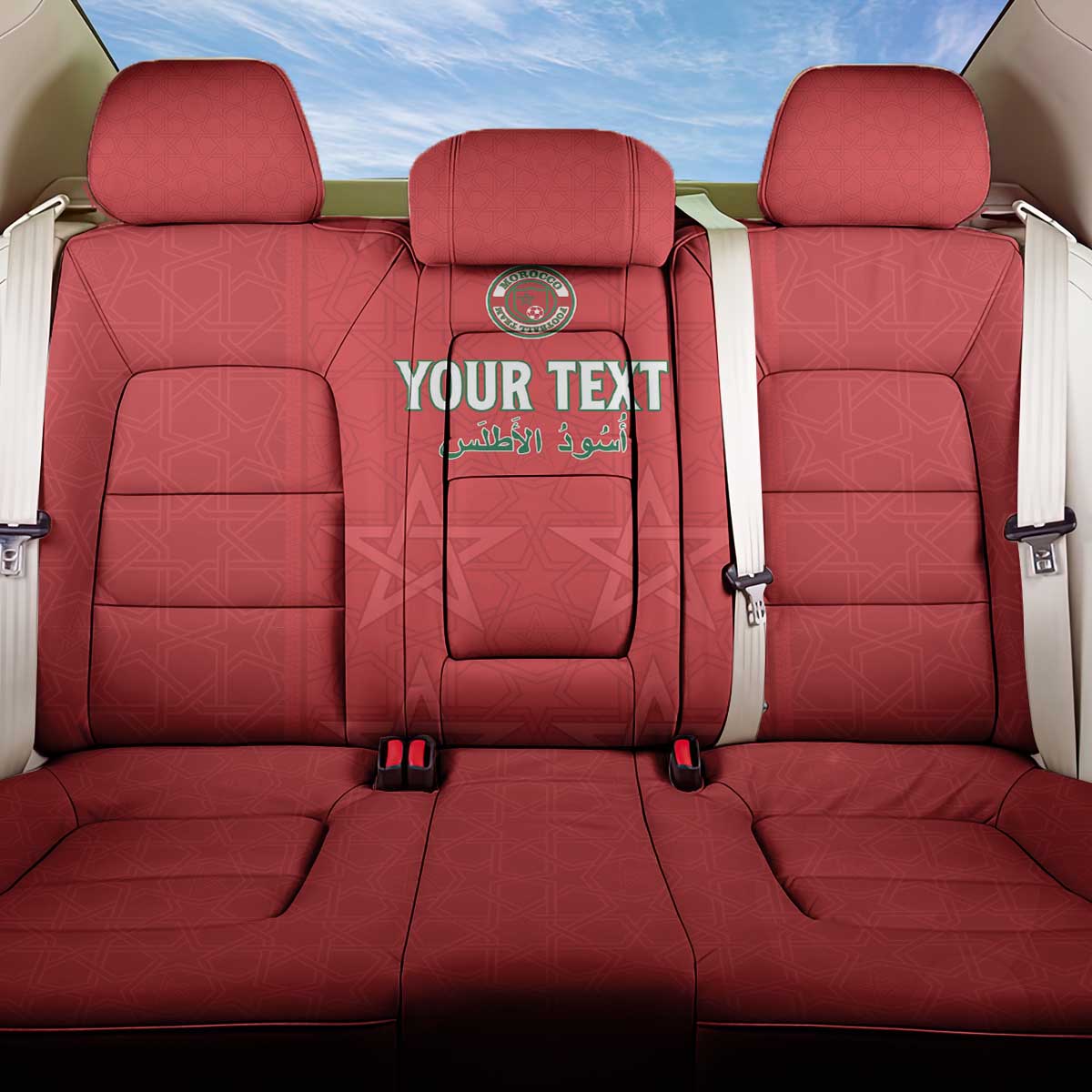 Custom Morocco Football Back Car Seat Cover Allez les Lions de lAtlas