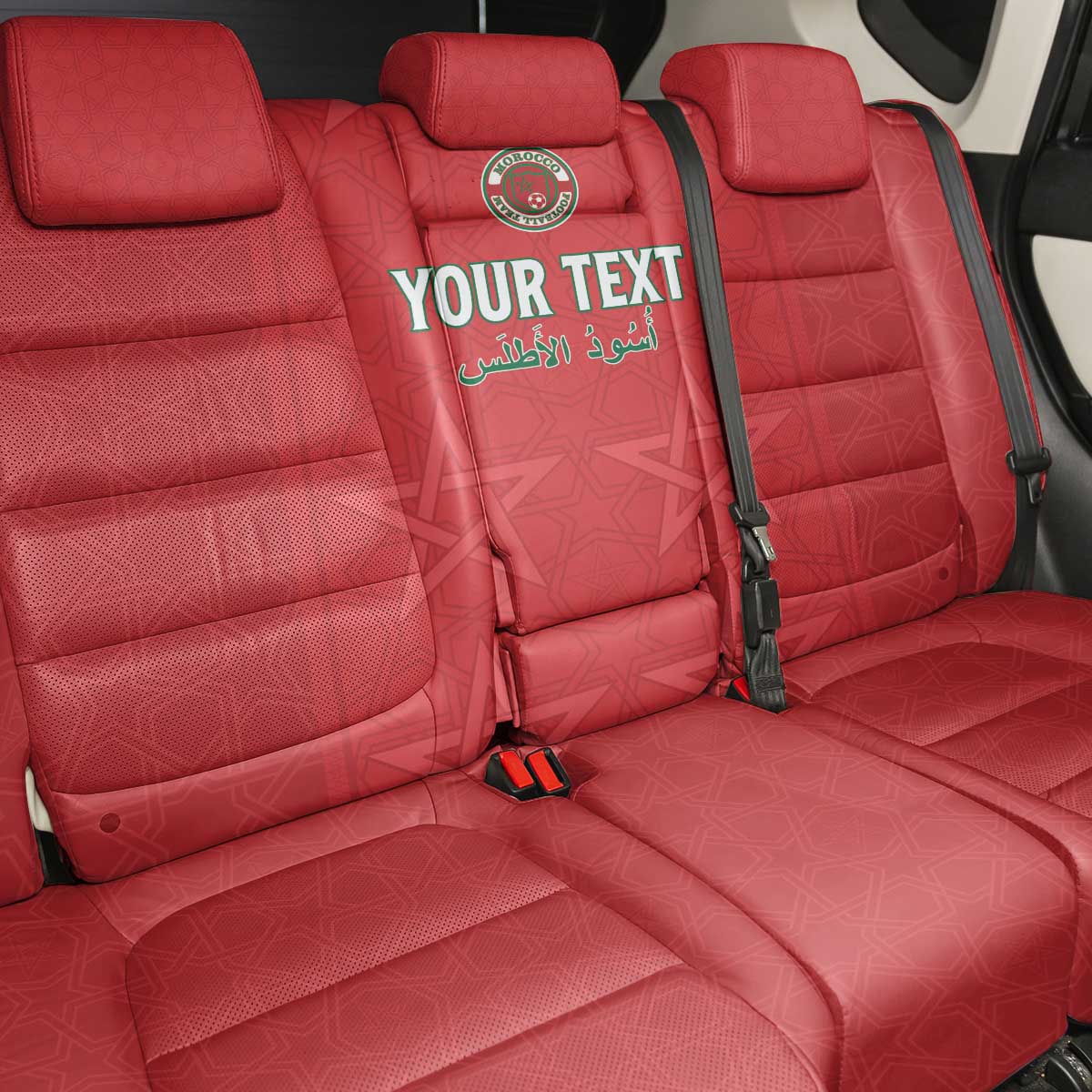 Custom Morocco Football Back Car Seat Cover Allez les Lions de lAtlas