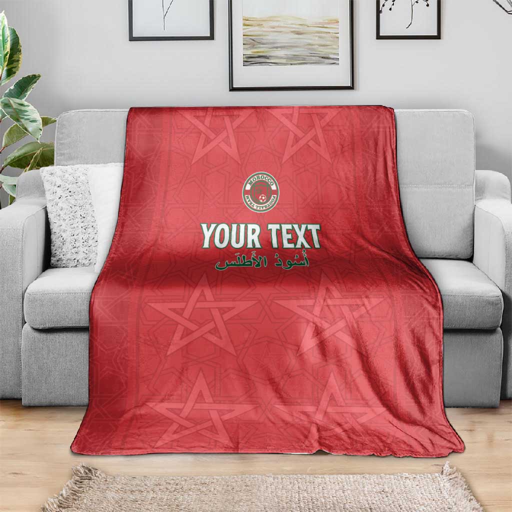 Custom Morocco Football Blanket Allez les Lions de lAtlas
