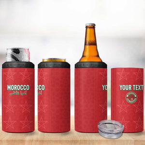 Custom Morocco Football 4 in 1 Can Cooler Tumbler Allez les Lions de lAtlas
