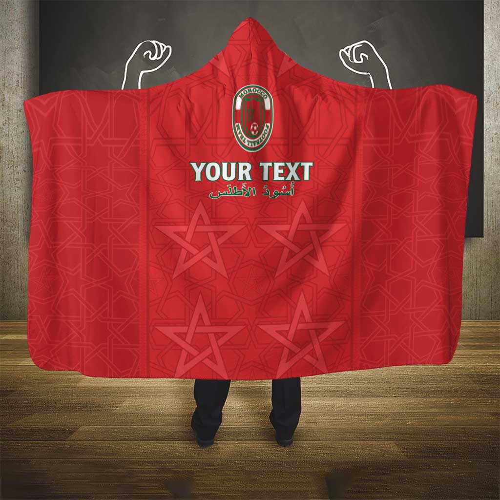 Custom Morocco Football Hooded Blanket Allez les Lions de lAtlas