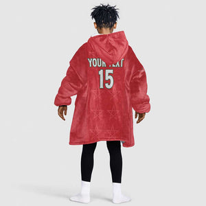 Custom Morocco Football Kid Wearable Blanket Hoodie Allez les Lions de lAtlas