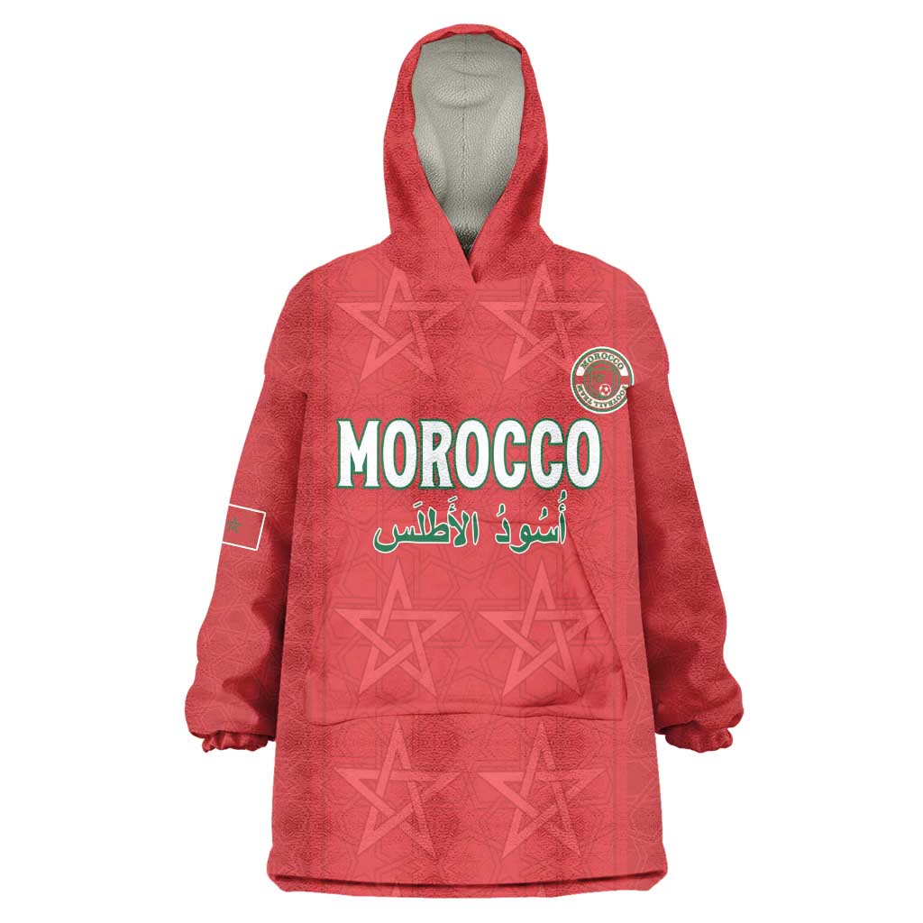 Custom Morocco Football Kid Wearable Blanket Hoodie Allez les Lions de lAtlas