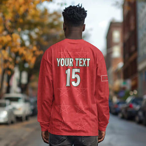 Custom Morocco Football Long Sleeve Shirt Allez les Lions de lAtlas