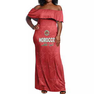 Custom Morocco Football Off Shoulder Maxi Dress Allez les Lions de lAtlas