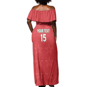 Custom Morocco Football Off Shoulder Maxi Dress Allez les Lions de lAtlas