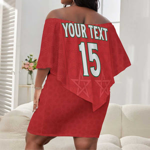 Custom Morocco Football Off Shoulder Short Dress Allez les Lions de lAtlas