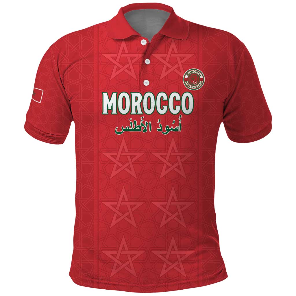Custom Morocco Football Polo Shirt Allez les Lions de lAtlas