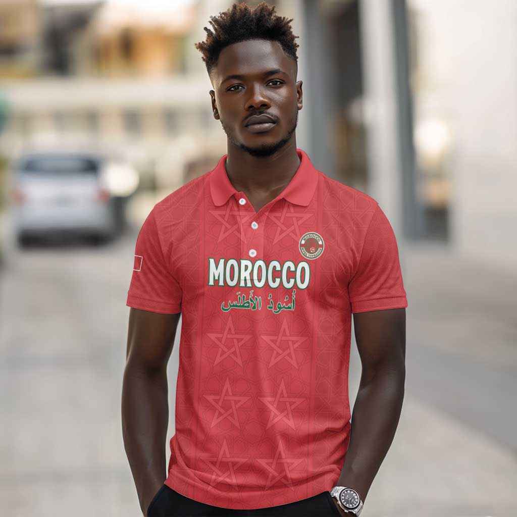 Custom Morocco Football Polo Shirt Allez les Lions de lAtlas