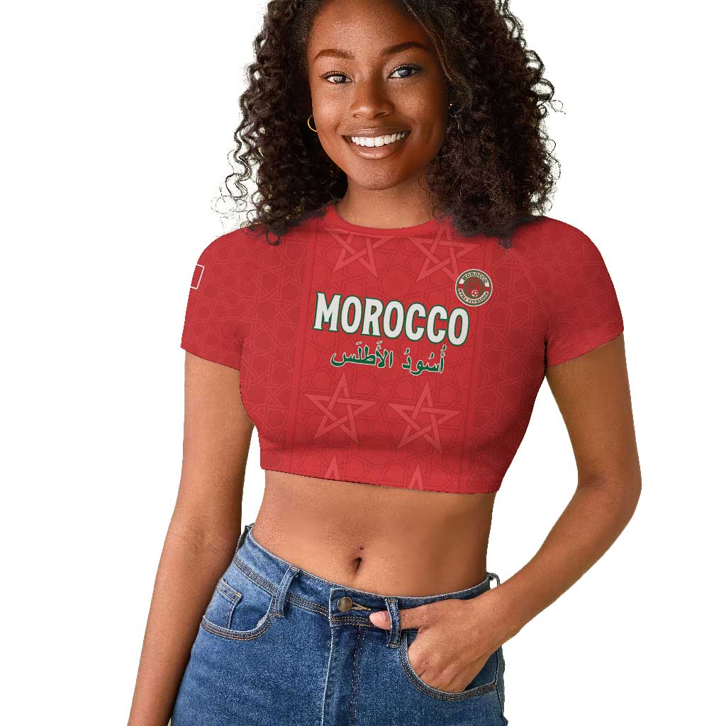 Custom Morocco Football Raglan Cropped T shirt Allez les Lions de lAtlas