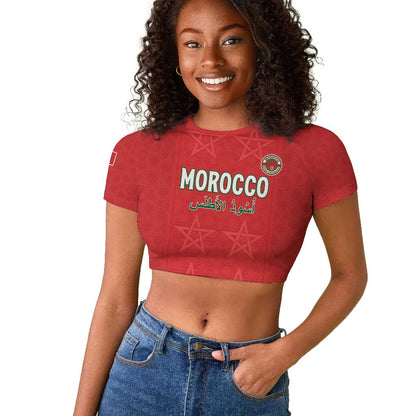 Custom Morocco Football Raglan Cropped T shirt Allez les Lions de lAtlas