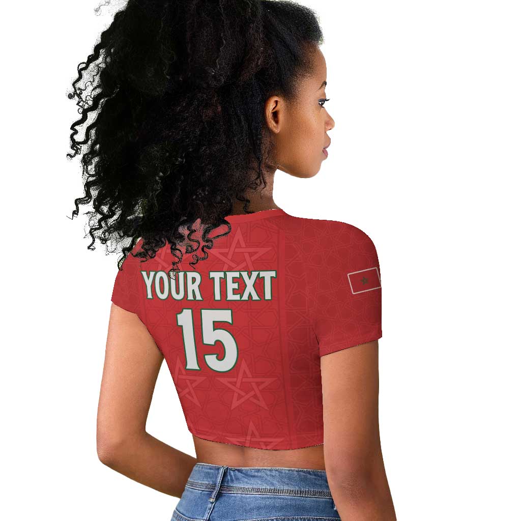 Custom Morocco Football Raglan Cropped T shirt Allez les Lions de lAtlas