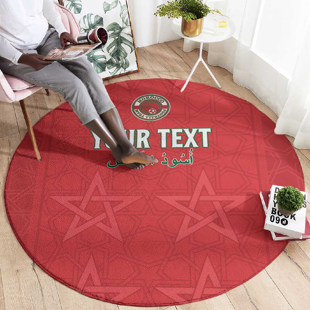 Custom Morocco Football Round Carpet Allez les Lions de lAtlas