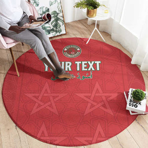 Custom Morocco Football Round Carpet Allez les Lions de lAtlas