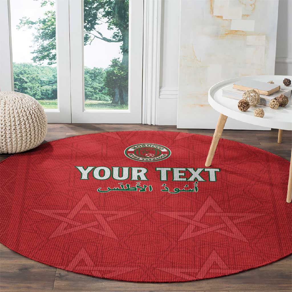 Custom Morocco Football Round Carpet Allez les Lions de lAtlas