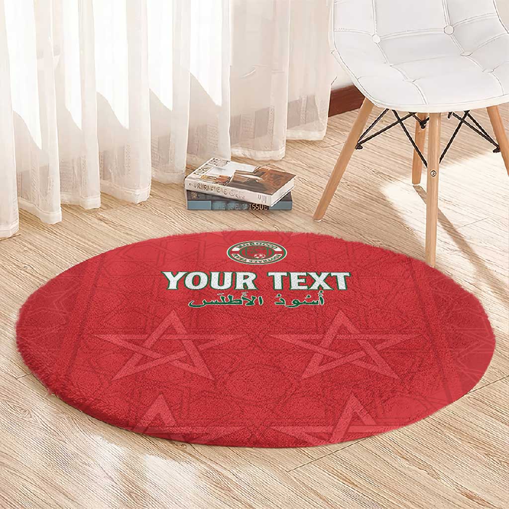 Custom Morocco Football Round Carpet Allez les Lions de lAtlas
