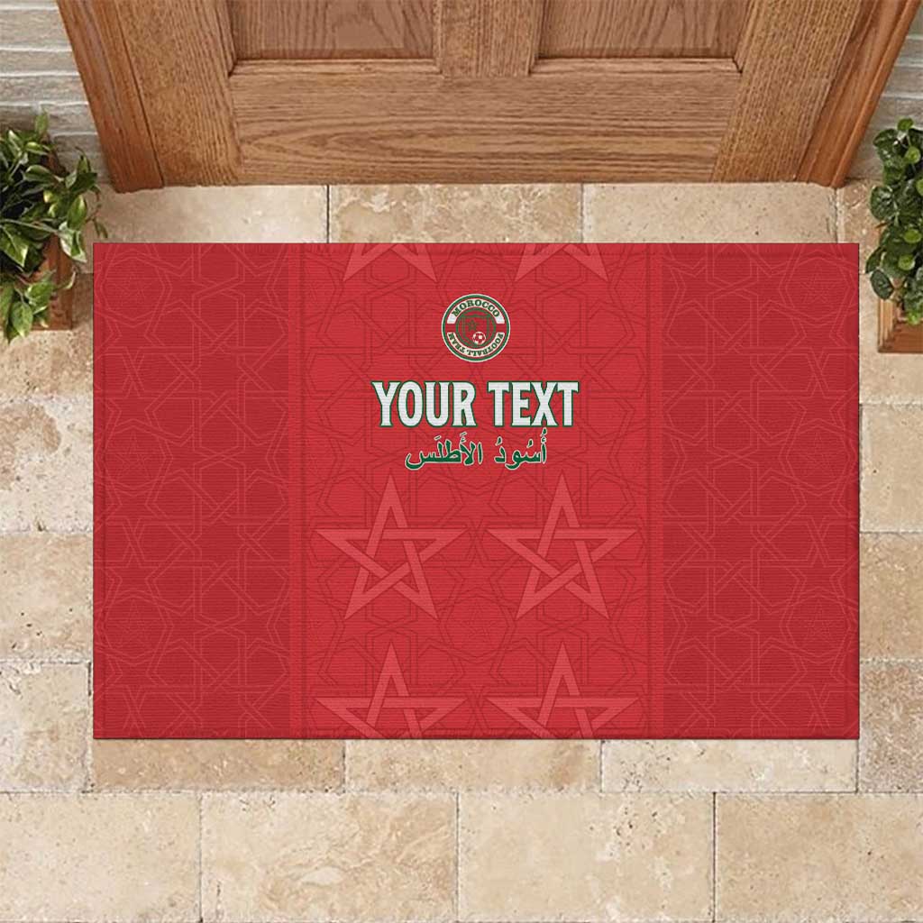 Custom Morocco Football Rubber Doormat Allez les Lions de lAtlas