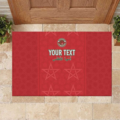 Custom Morocco Football Rubber Doormat Allez les Lions de lAtlas