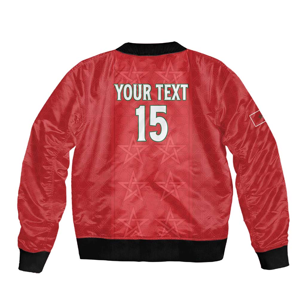 Custom Morocco Football Sleeve Zip Bomber Jacket Allez les Lions de lAtlas