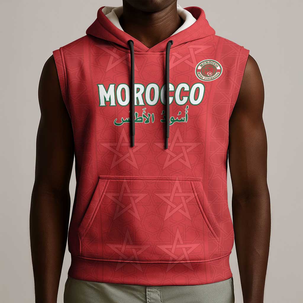 Custom Morocco Football Sleeveless Hoodie Allez les Lions de lAtlas - African Pride