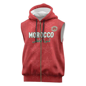 Custom Morocco Football Sleeveless Zip Hoodie Allez les Lions de lAtlas - African Pride