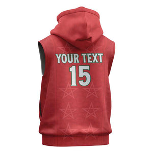 Custom Morocco Football Sleeveless Zip Hoodie Allez les Lions de lAtlas - African Pride