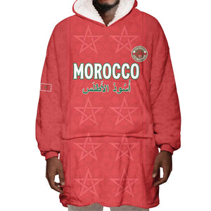 Custom Morocco Football Wearable Blanket Hoodie Allez les Lions de lAtlas