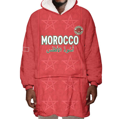 Custom Morocco Football Wearable Blanket Hoodie Allez les Lions de lAtlas
