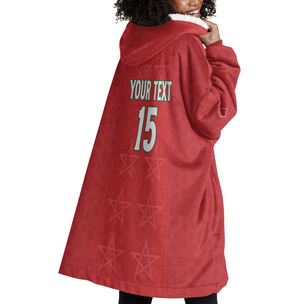 Custom Morocco Football Wearable Blanket Hoodie Allez les Lions de lAtlas