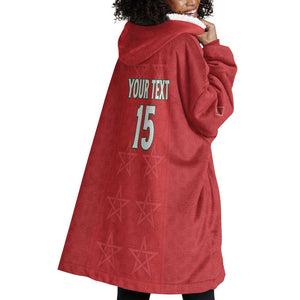 Custom Morocco Football Wearable Blanket Hoodie Allez les Lions de lAtlas