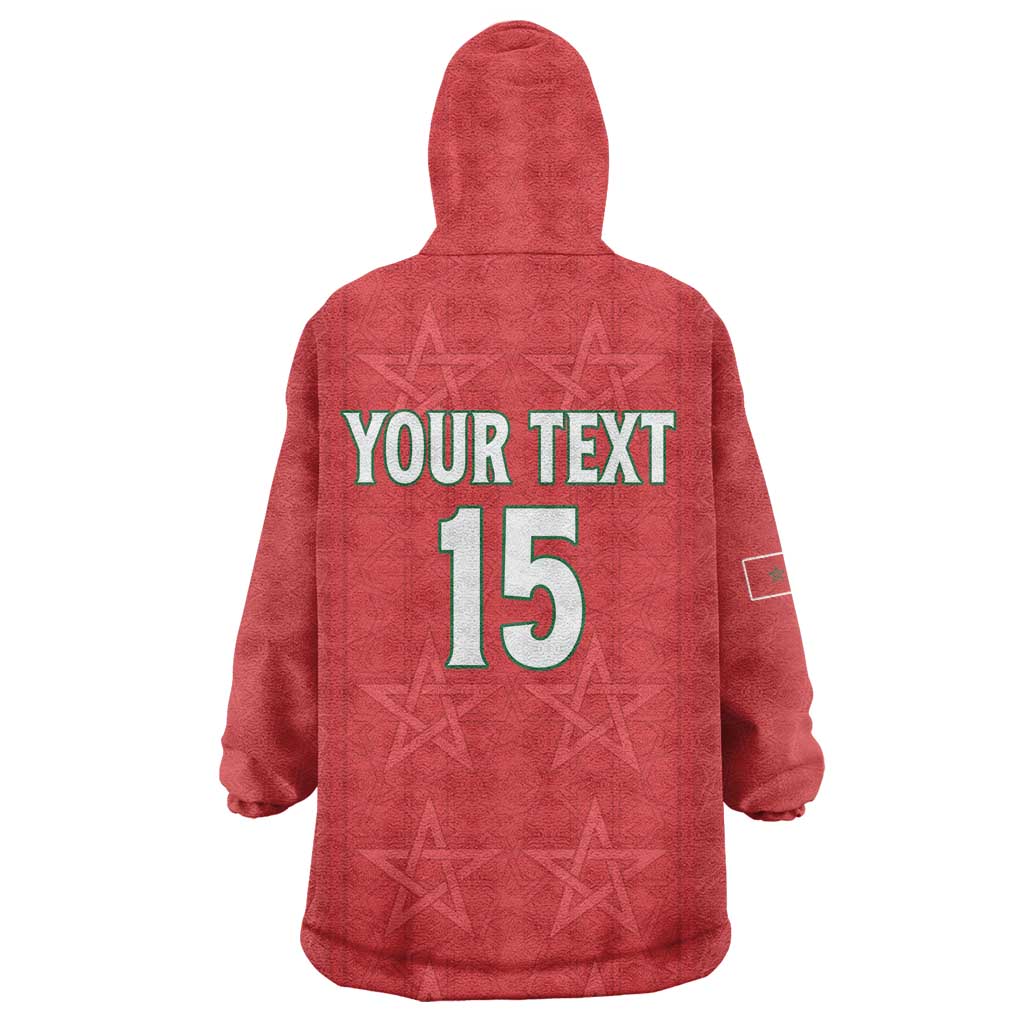 Custom Morocco Football Wearable Blanket Hoodie Allez les Lions de lAtlas
