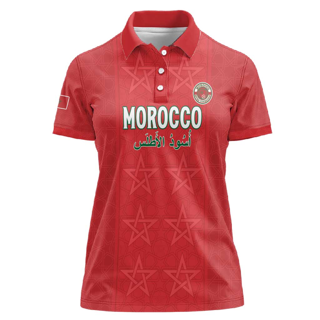 Custom Morocco Football Women Polo Shirt Allez les Lions de lAtlas