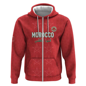 Custom Morocco Football Zip Hoodie Allez les Lions de lAtlas