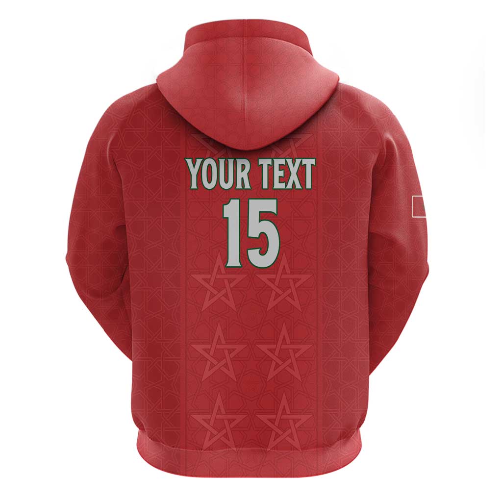 Custom Morocco Football Zip Hoodie Allez les Lions de lAtlas