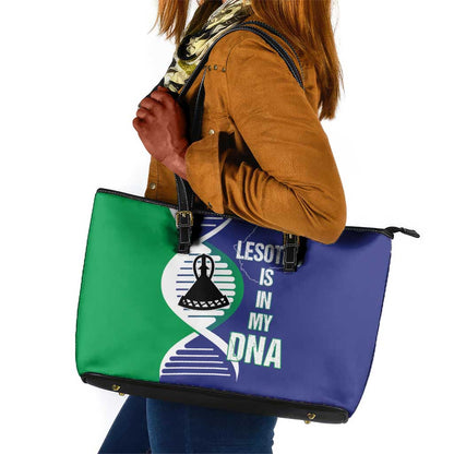 Lesotho Is In My DNA Leather Tote Bag