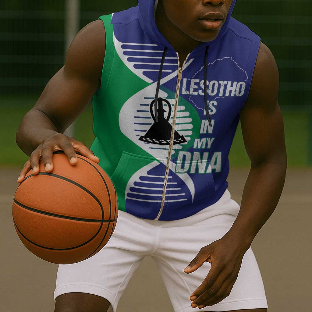 Lesotho Is In My DNA Sleeveless Zip Hoodie - African Pride