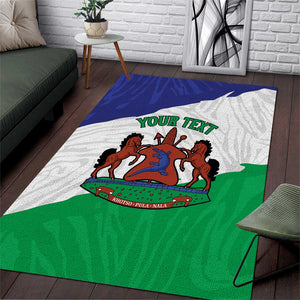 Personalised Afro Lesotho Area Rug Coat Of Arms With Map - Grunge Style