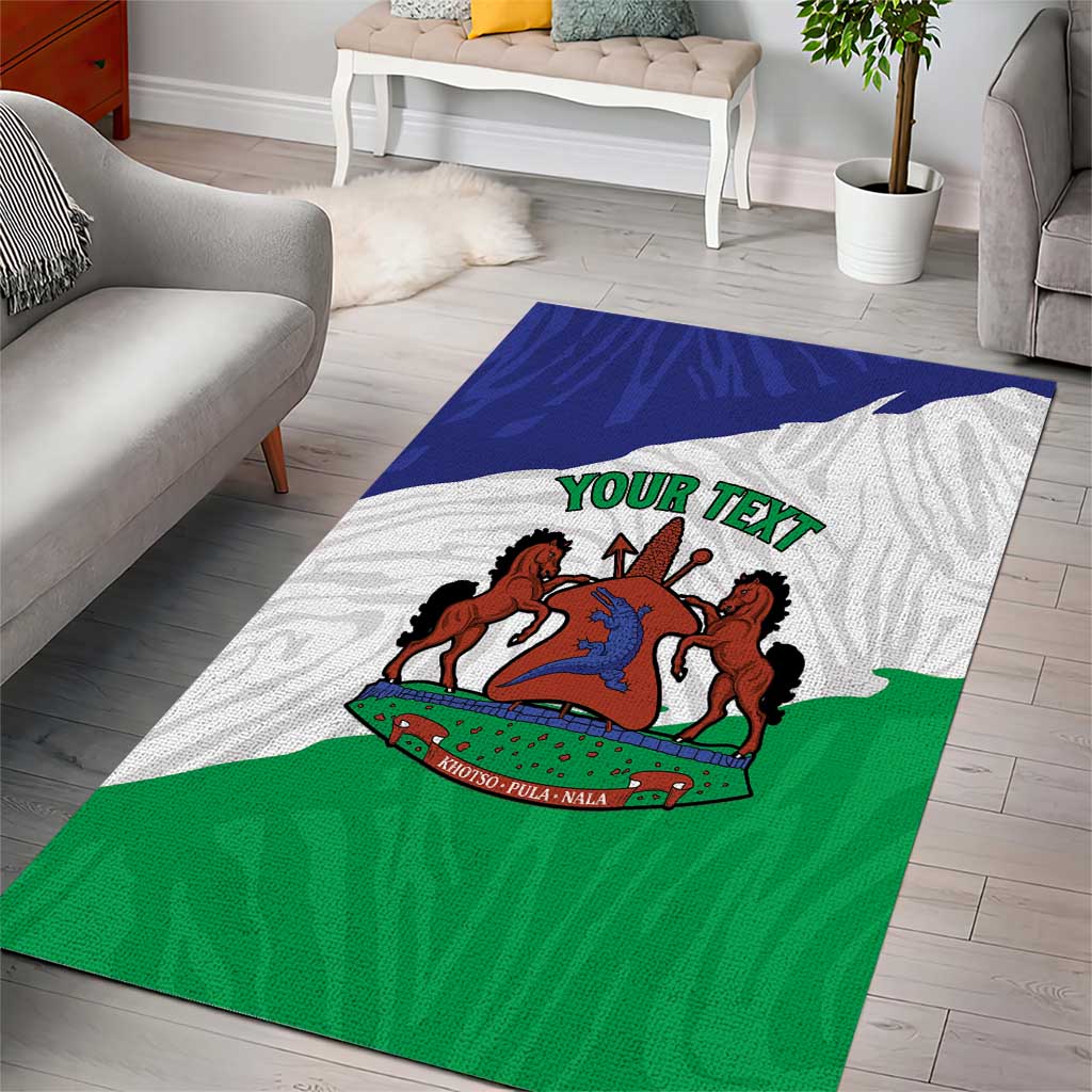 Personalised Afro Lesotho Area Rug Coat Of Arms With Map - Grunge Style
