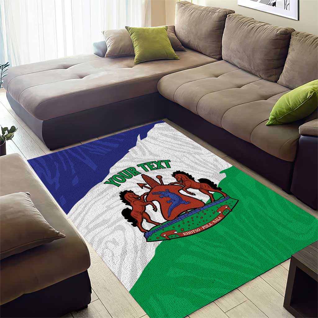 Personalised Afro Lesotho Area Rug Coat Of Arms With Map - Grunge Style